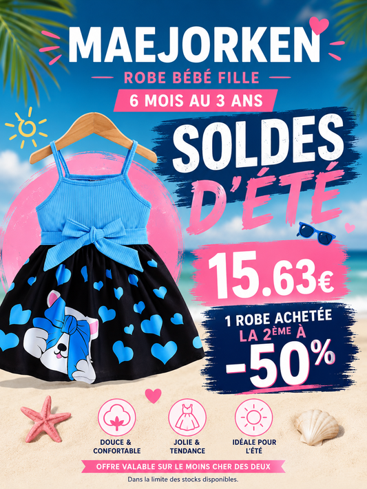 Robe d'été pour filles, robe décontractée pour bébé, robe à col carré pour nouveau-né, vêtements pour enfants du 6 mois au 3 ans MAEJORKEN