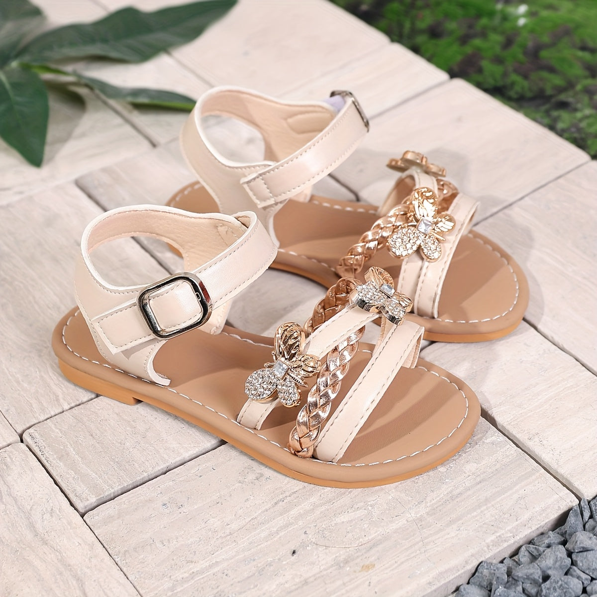 Sandales en strass papillon étincelant pour filles du 26 au 35,5