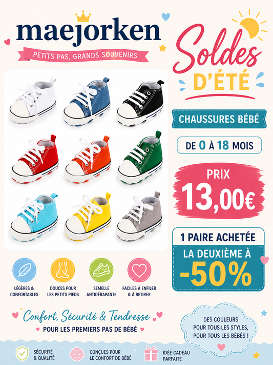 Bébé classique sport baskets nouveau-né bébé garçons filles imprimer premiers marcheur anti-dérapant du 0 à 18 mois MAEJORKEN