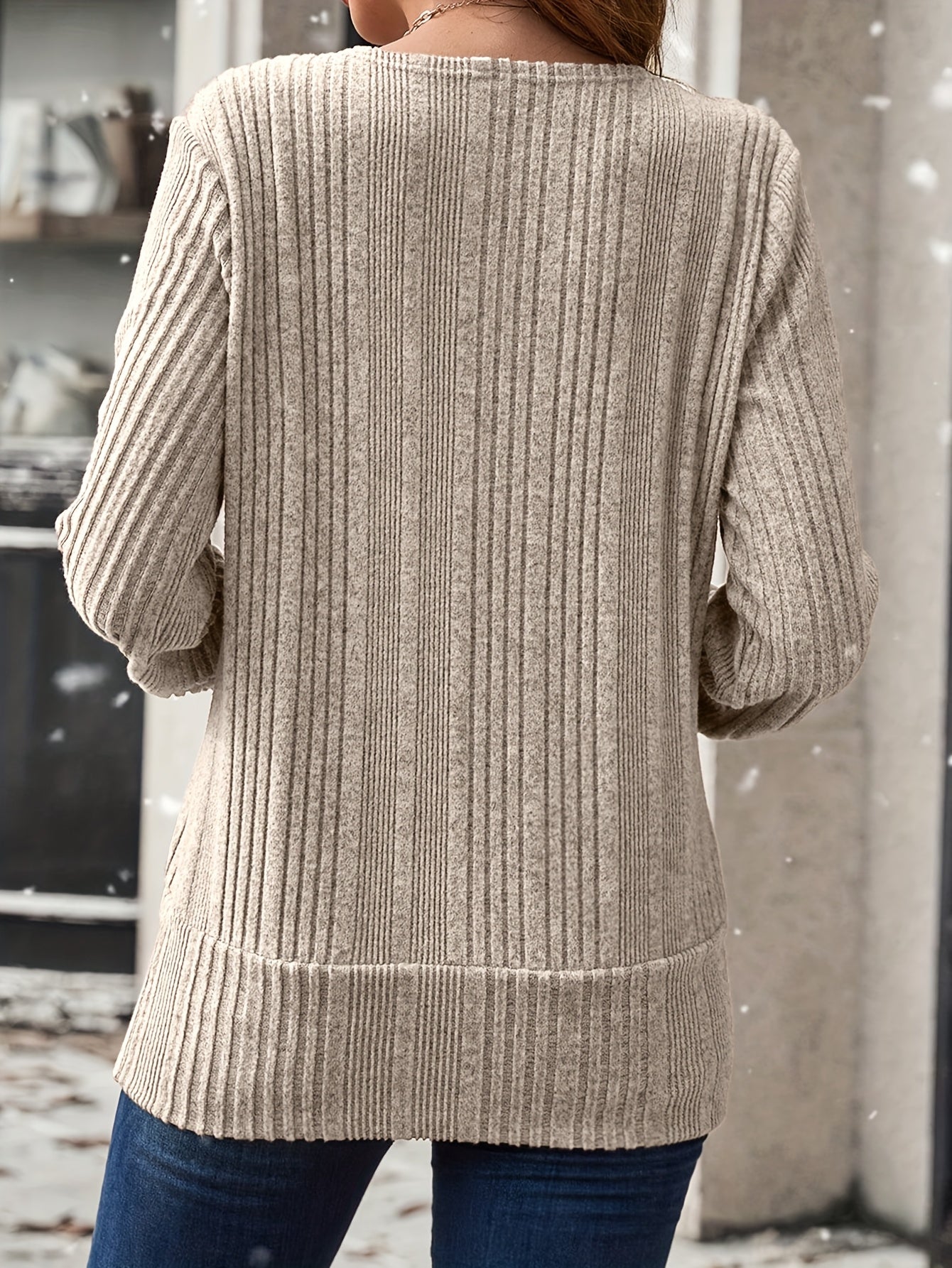 Women'S Elegant Ribbed Square Neck Blouse with Front Button Detail - Long Sleeve, Button-Up Shirt in Pink, Casual Chic Style, Perfect for Casual Attire, Casual Chic Wear | Square Neckline | Construction, Ladies Blouses, Women MAEJORKEN