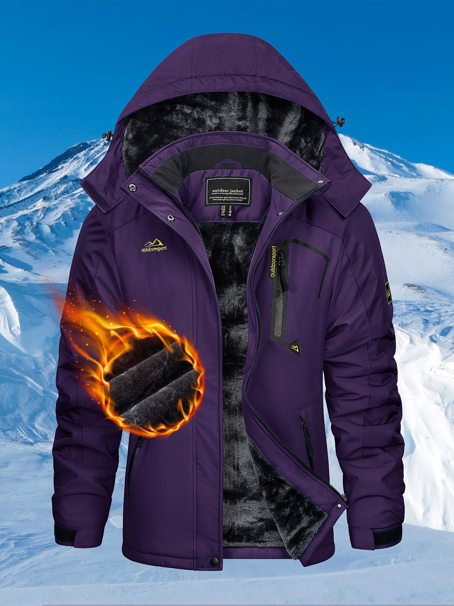 TACVASEN Women'S Winter Ski Jacket - Warm Fleece Lined, Detachable Hooded Coat with Zipper Pockets, Heavy Weight Thick Outdoor Coat for, Camping, Climbing, Travel & Snowboarding, Gear | Hooded Jacket | Zippered Jacket MAEJORKEN