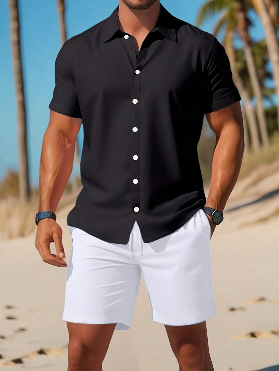 Ensemble chemise à manches courtes et bermuda du M au 3XL