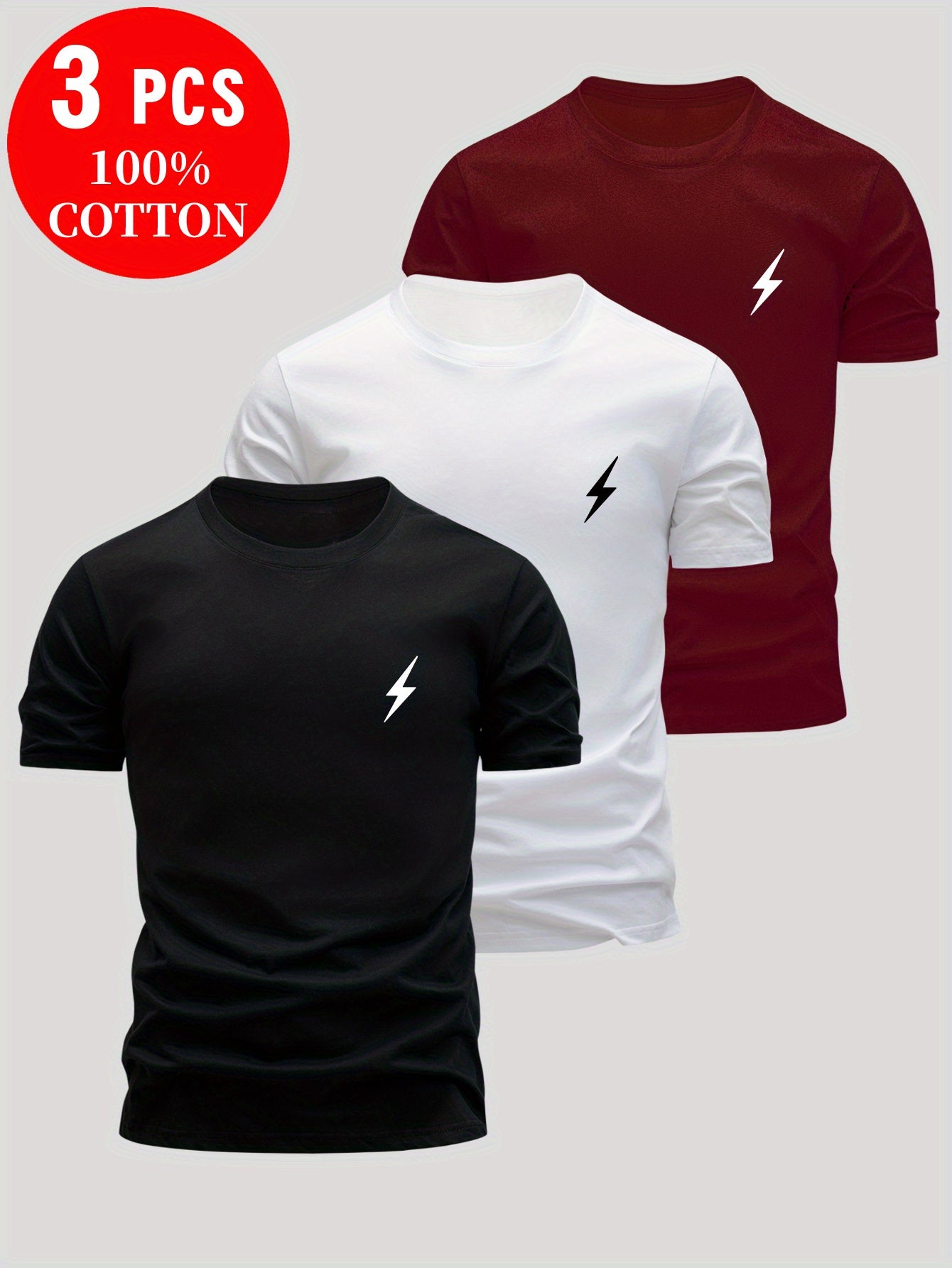 Lot de 3 t-shirt 100% coton du XS au 3XL