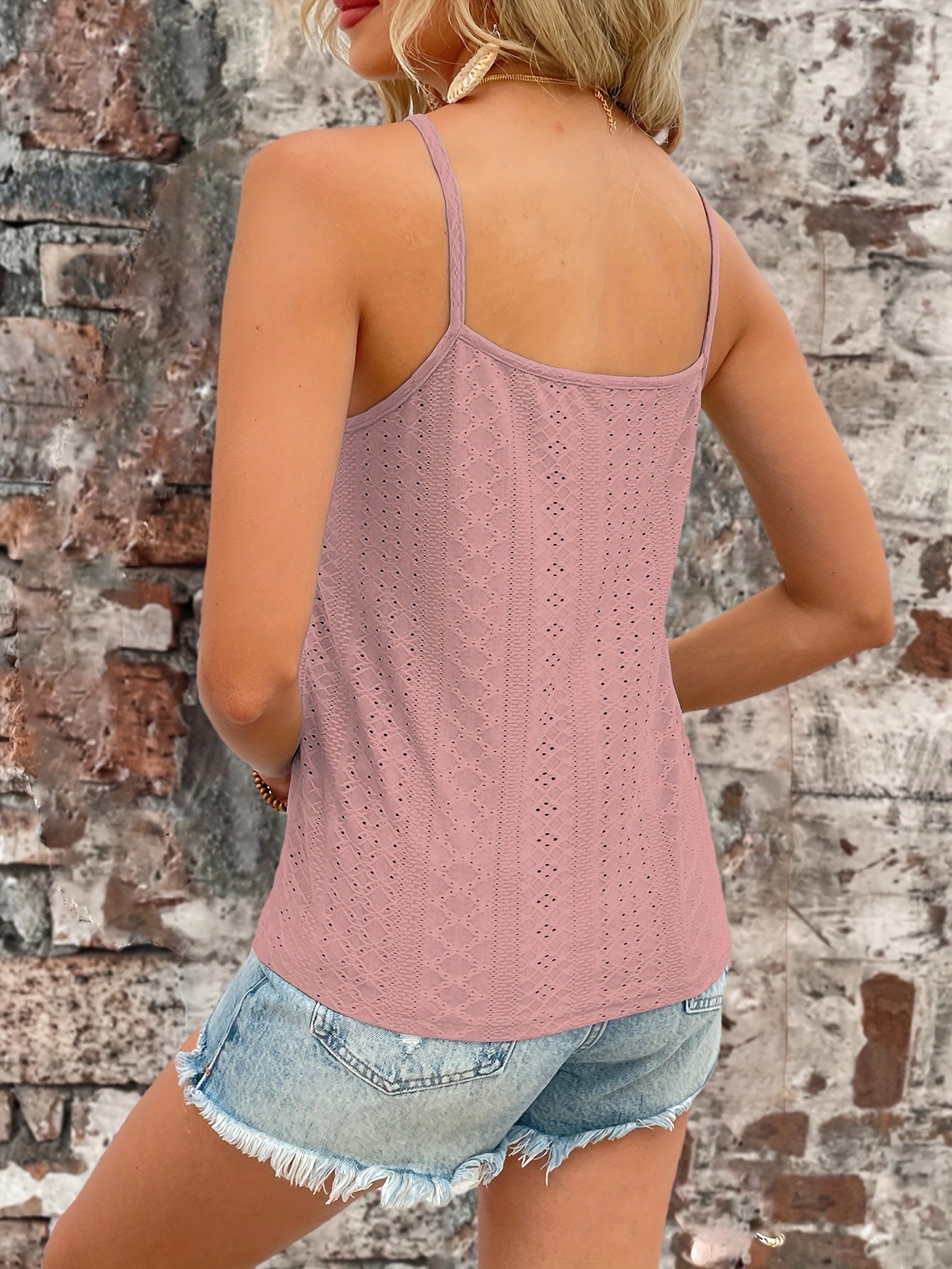 Haut en dentelle contrastée à œillets du S au 2XL