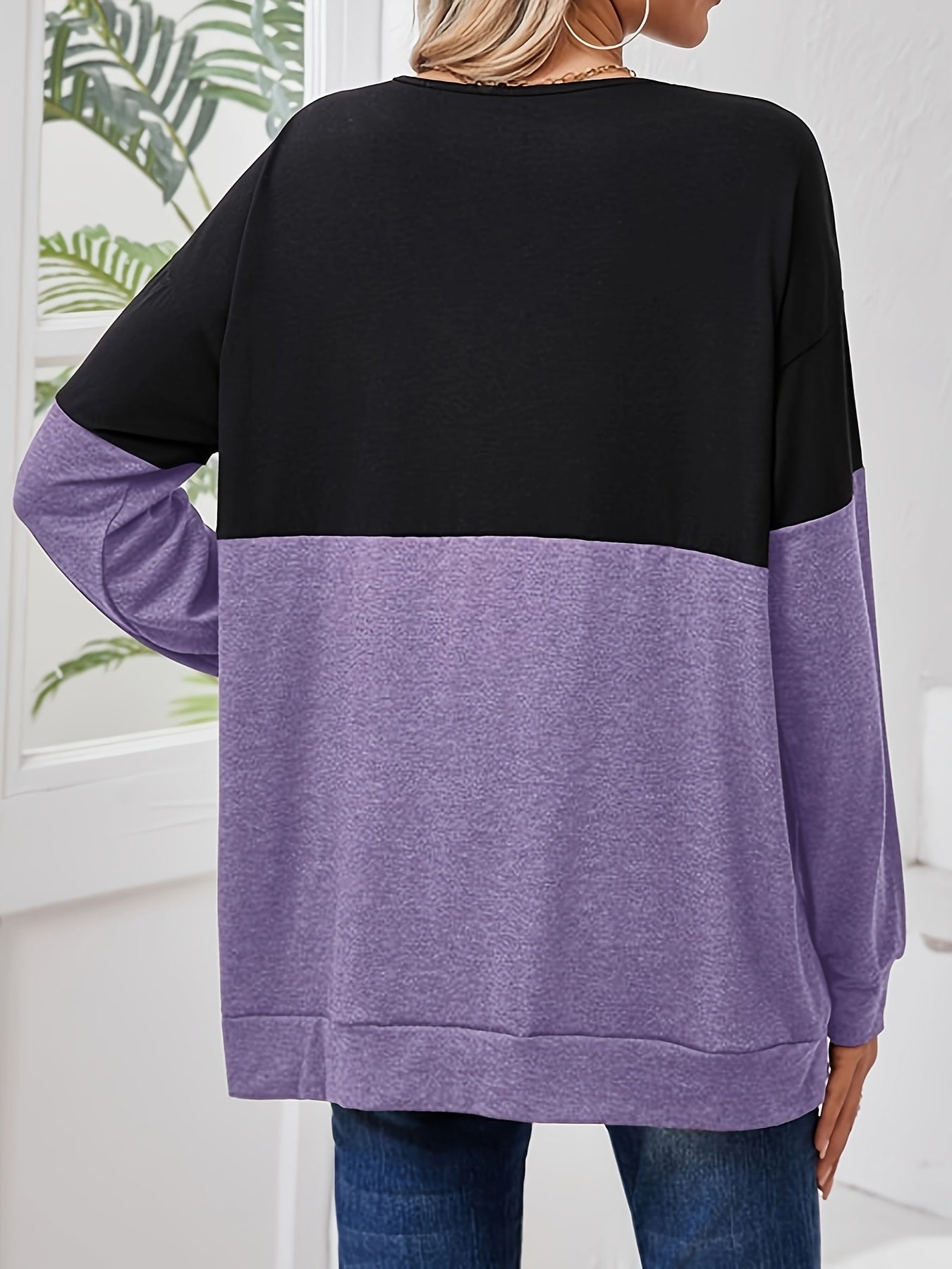 T-shirt décontracté à manches longues col en V du XL au 4XL MAEJORKEN