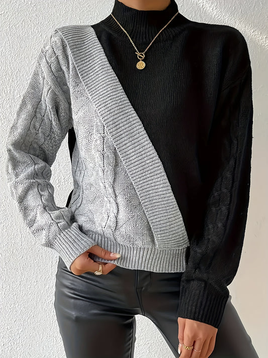 Pull en tricot torsadé à bloc de couleur grande taille du 0XL au 5XL