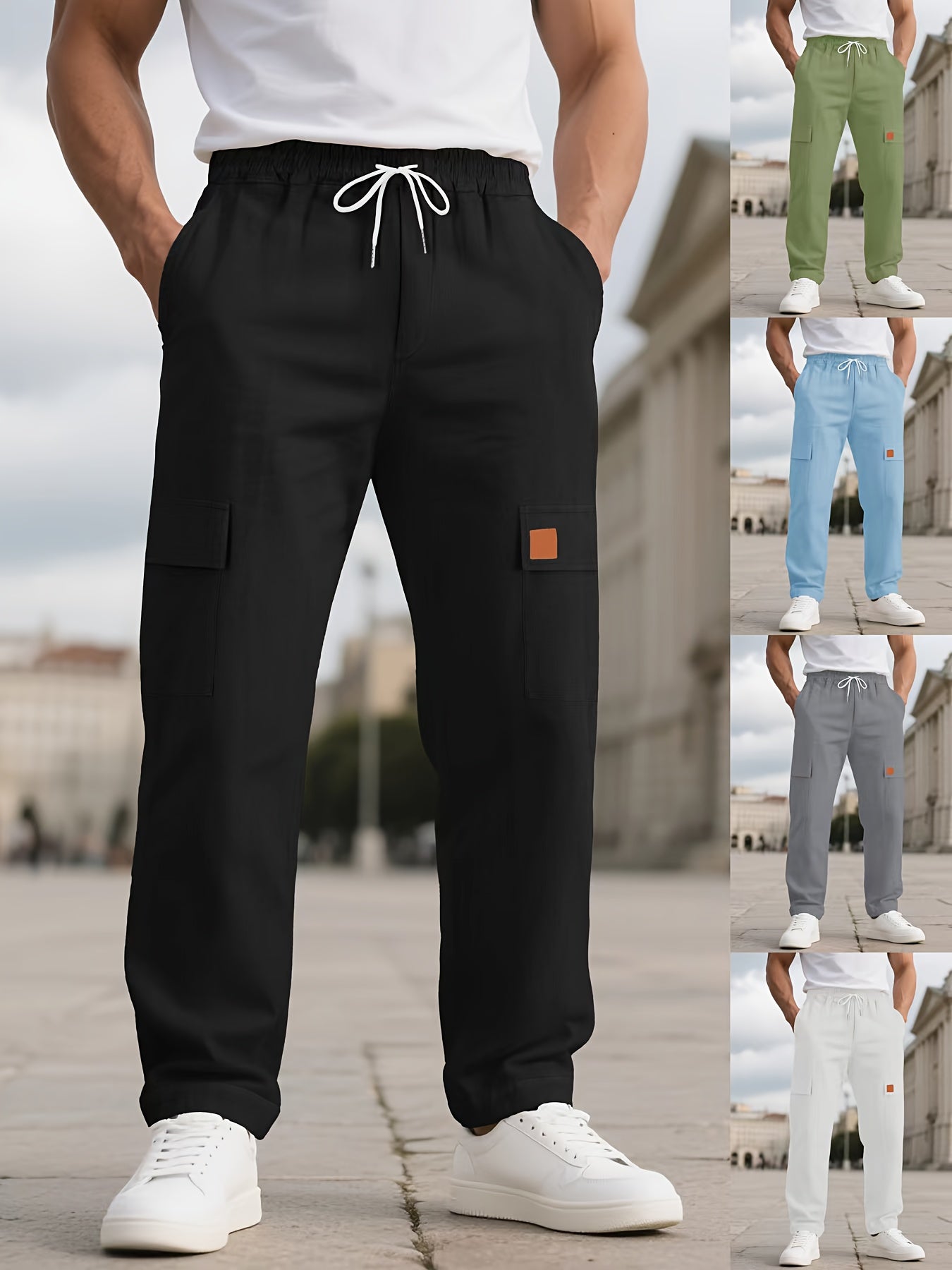 Pantalon cargo en lin multi poches du S au 3XL MAEJORKEN