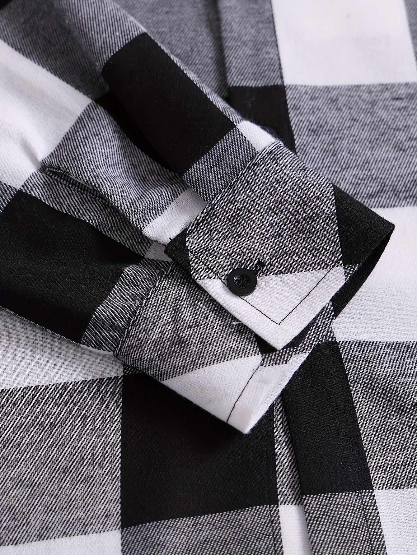 Men's Black & White Plaid Long Sleeve Shirt with Lapel Collar & Chest Pocket - Classic Checkered Button- Button-Front Coat Jacket-like Blazer for Autumn/Winter, Casual & Formal Events (Machine Washable) MAEJORKEN