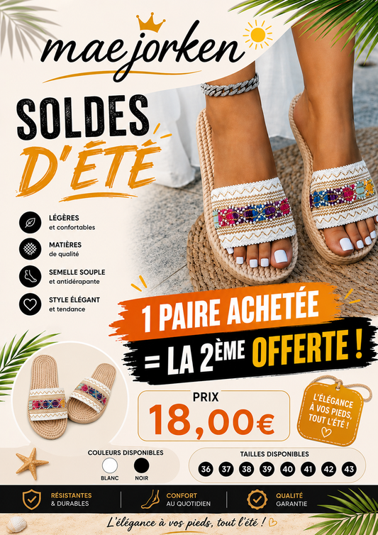 Sandales plates d'extérieur pour femmes, style bohème ethnique, pour la plage 36 au 43 MAEJORKEN