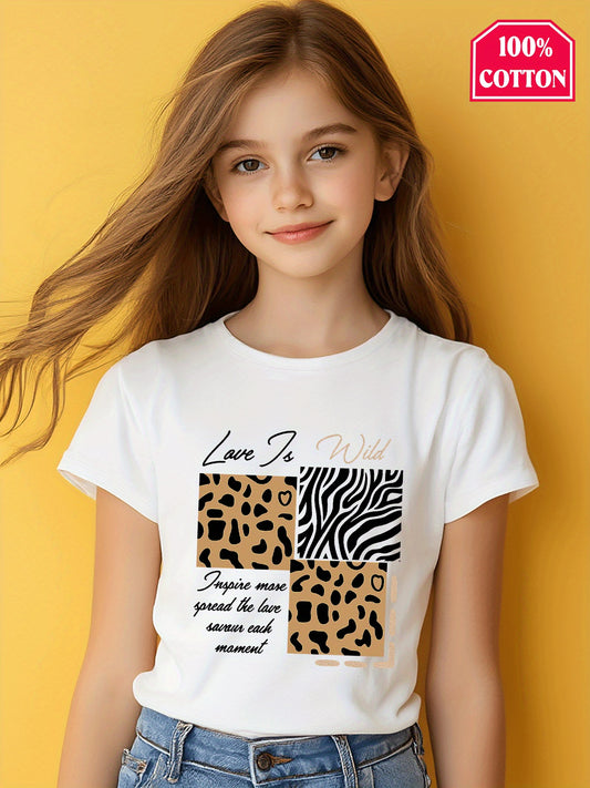T-shirt en coton pour filles imprimé du 3 au 14 ans