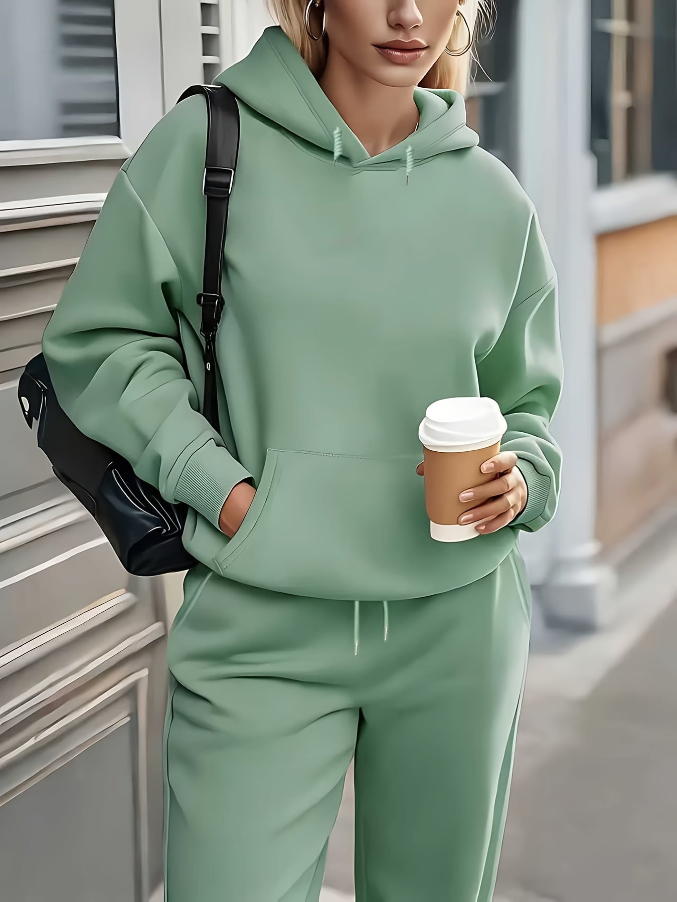 Women'S Cozy Fleece Hoodie & Sweatpants Set - Gray Casual Long Sleeve Pullover with Drawstring Hood, Comfortable All-Season Wear, Perfect for Casual Attire, Casual Wear Hoodie|Casual Style Hoodie|Fleece Hoodie MAEJORKEN