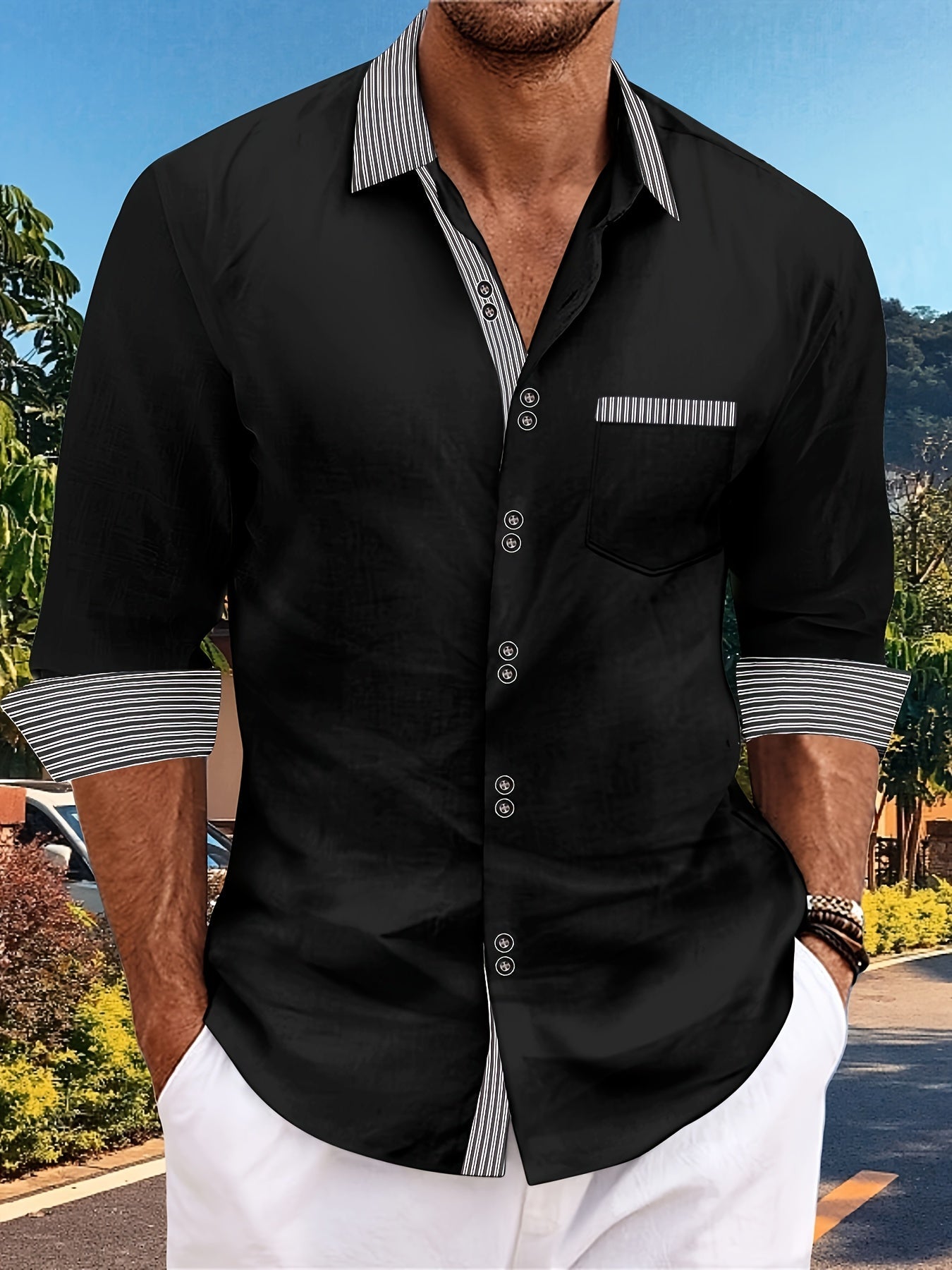 Chemise à manches longues 100 % coton du S au 3XL MAEJORKEN