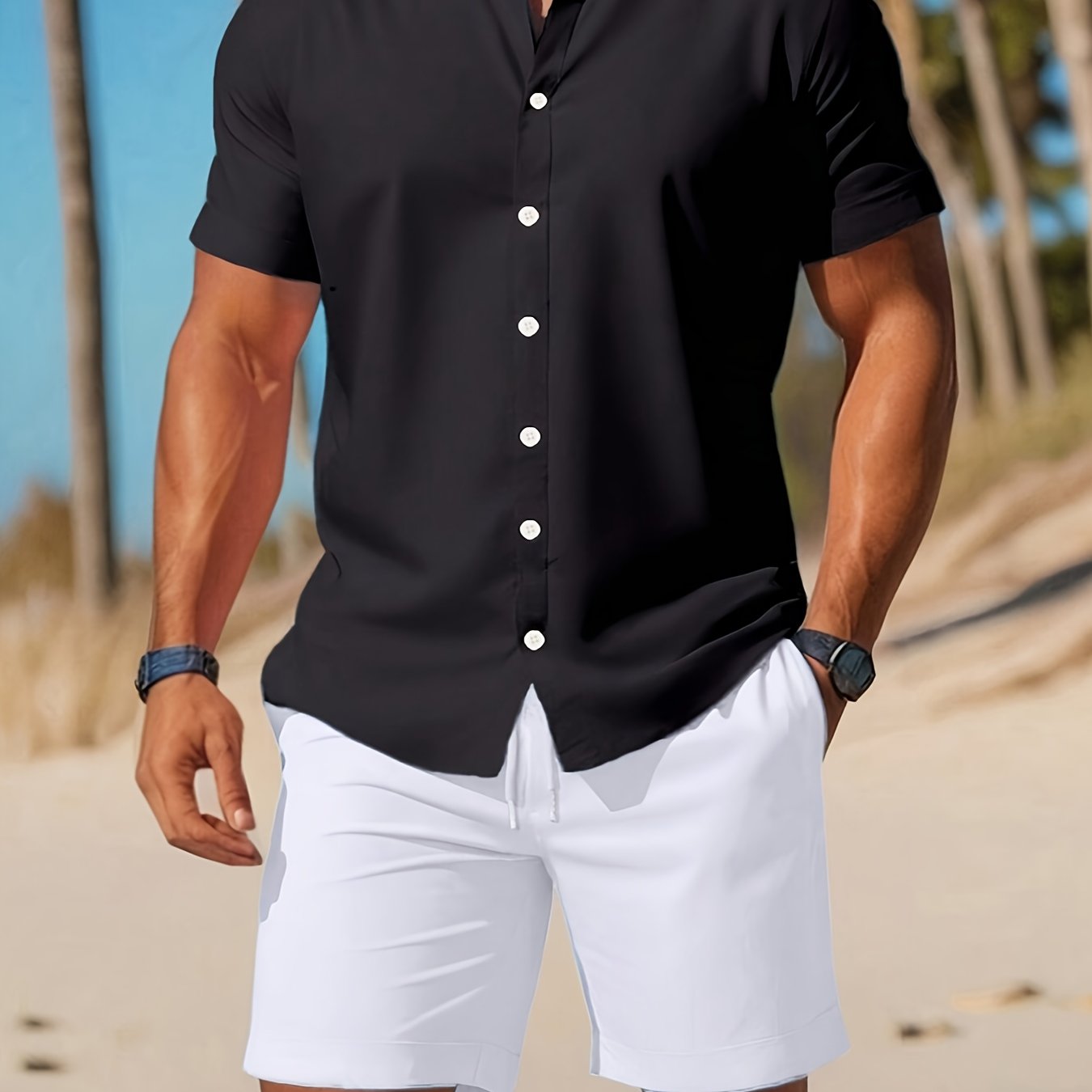 Ensemble chemise à manches courtes et bermuda du M au 3XL