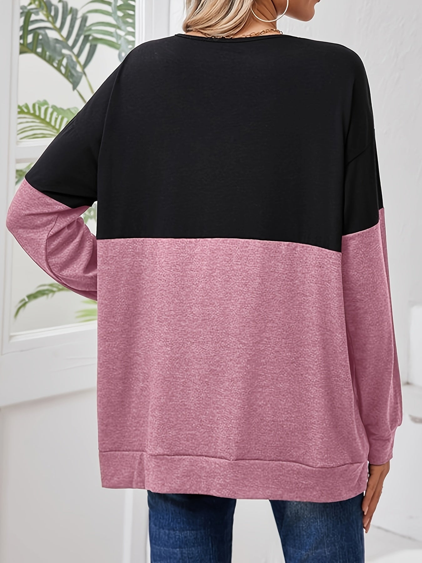 T-shirt décontracté à manches longues col en V du XL au 4XL MAEJORKEN