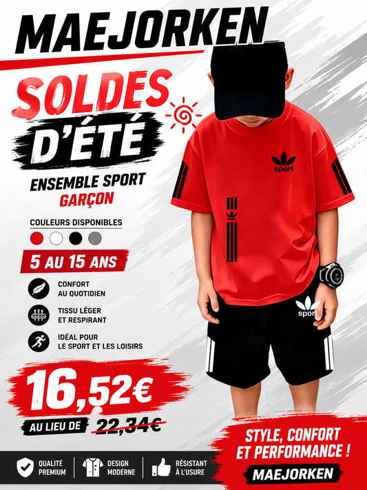Ensemble de sport pour enfants, T-shirt à manches courtes et short décontractés et à la mode, Ensemble 2 pièces décontracté et à la mode pour garçons du 5 au 15 ans MAEJORKEN