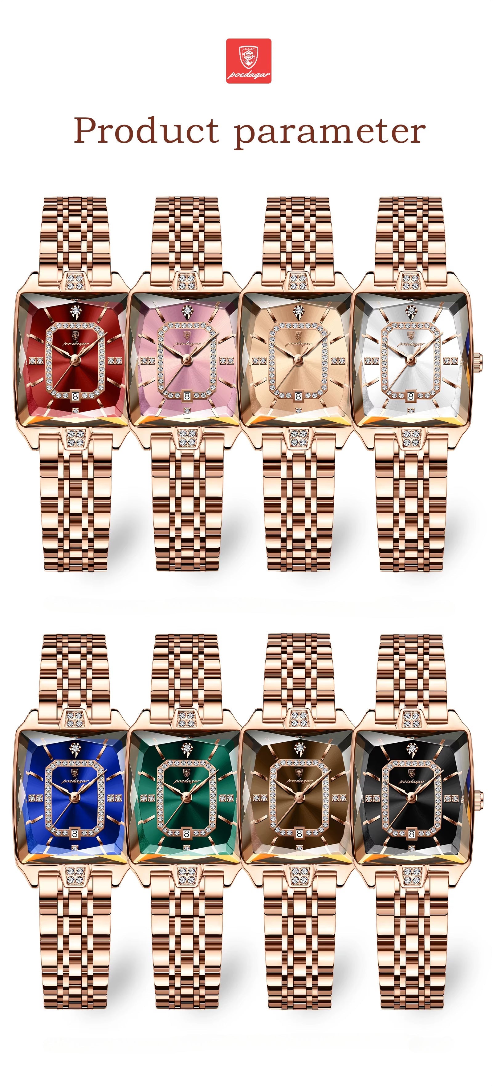 Montre à quartz élégante en acier inoxydable avec cadran lumineux ( coffret non inclus ) MAEJORKEN