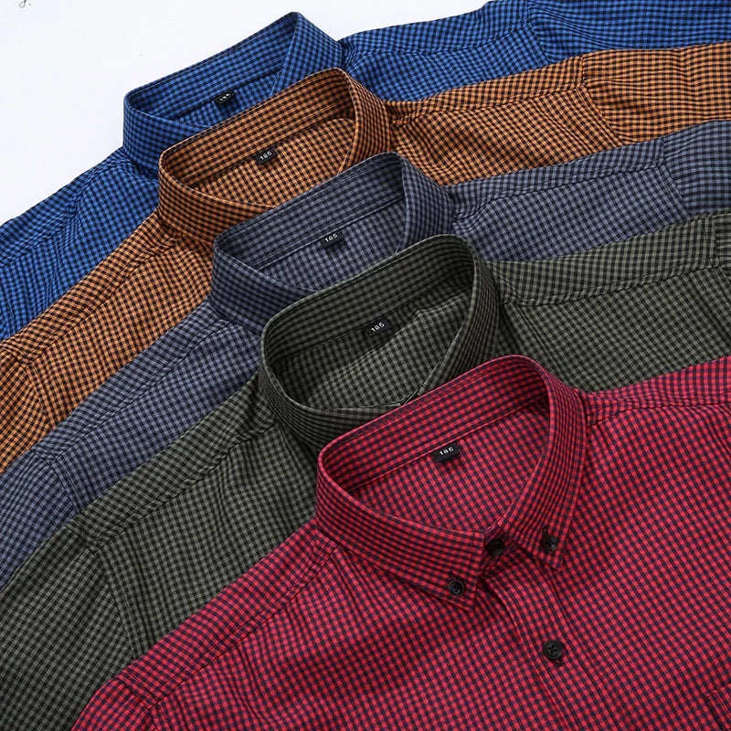 Chemises à carreaux confortables manches courtes, pur coton grande taille du M au 8XL