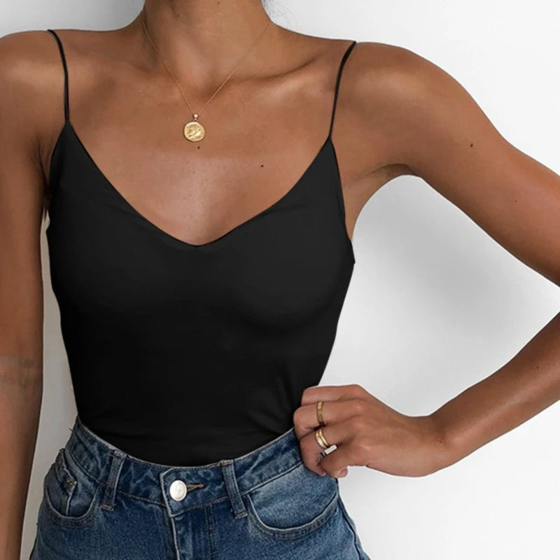 Débardeur en Satin pour femmes, fin, sauvage, solide, débardeur, bretelles Sexy, Tops basiques, Slim, sans manches, été, 2022 MAEJORKEN