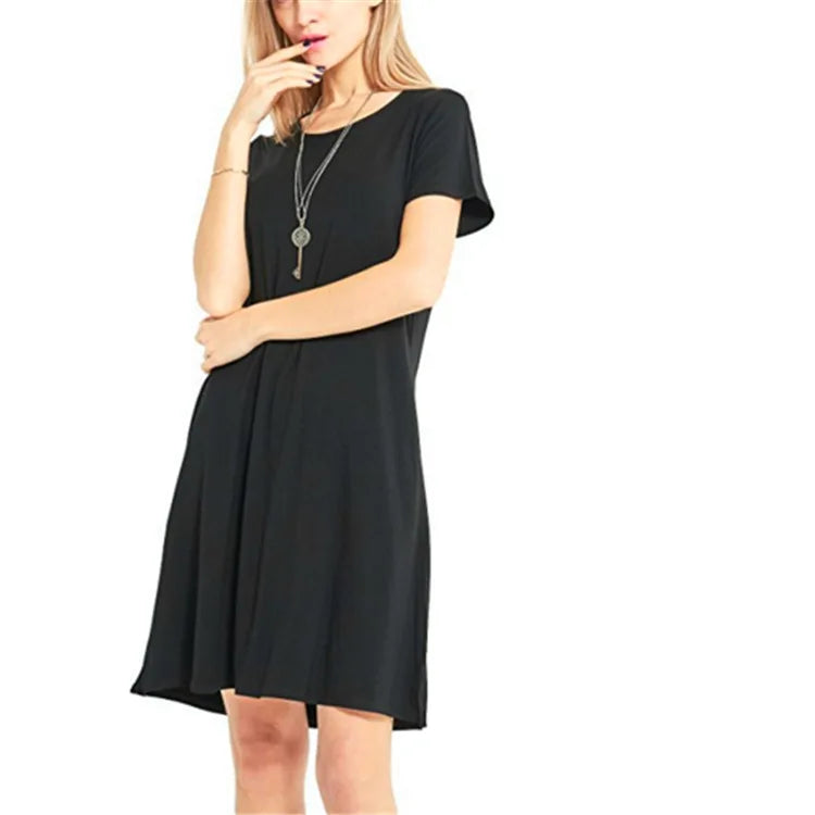 Femmes décontracté à manches courtes t-shirt robe Vintage col rond imprimé Mini robe ample élégant Simple Mini robe Streetwear robe d'été MAEJORKEN
