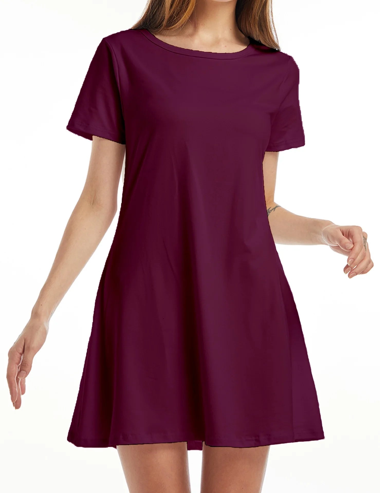 Femmes décontracté à manches courtes t-shirt robe Vintage col rond imprimé Mini robe ample élégant Simple Mini robe Streetwear robe d'été MAEJORKEN