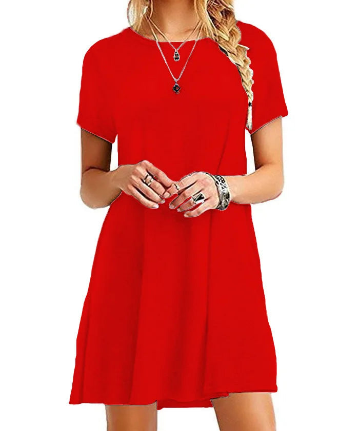 Femmes décontracté à manches courtes t-shirt robe Vintage col rond imprimé Mini robe ample élégant Simple Mini robe Streetwear robe d'été MAEJORKEN