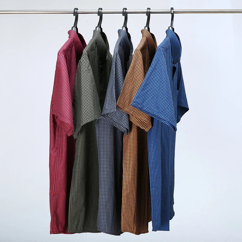 Chemises à carreaux confortables manches courtes, pur coton grande taille du M au 8XL
