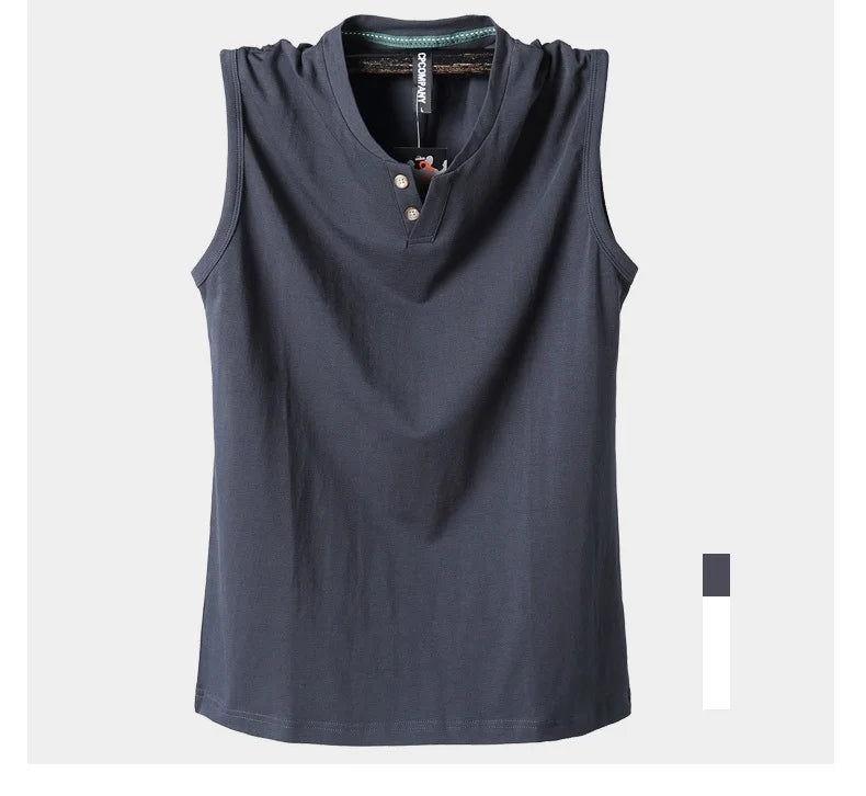 Débardeur classique sans manches en coton pur , couleur unie, col en V, du L au 6XL
