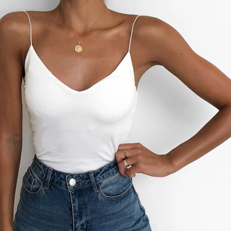 Débardeur en Satin pour femmes, fin, sauvage, solide, débardeur, bretelles Sexy, Tops basiques, Slim, sans manches, été, 2022 MAEJORKEN