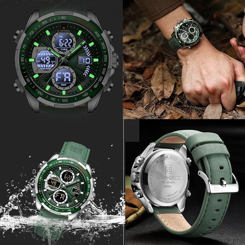 NAVIFORCE montre militaire pour hommes chronographe multifonction sport 3ATM étanche avec alarme affichage jour et Date horloge cadeaux masculins MAEJORKEN