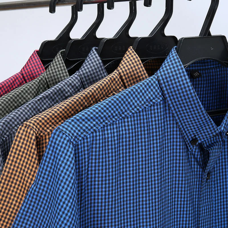 Chemises à carreaux confortables manches courtes, pur coton grande taille du M au 8XL