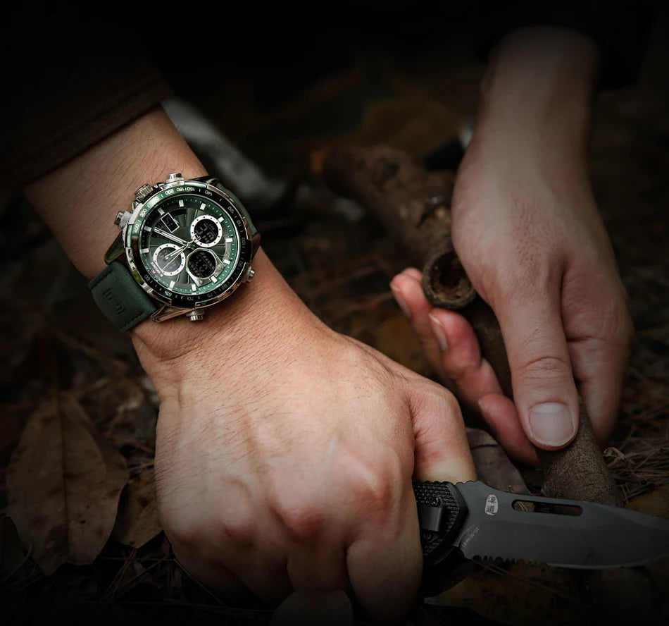 NAVIFORCE montre militaire pour hommes chronographe multifonction sport 3ATM étanche avec alarme affichage jour et Date horloge cadeaux masculins MAEJORKEN