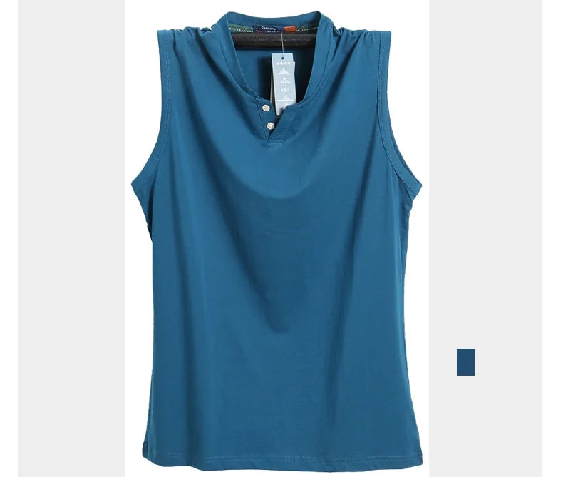 Débardeur classique sans manches en coton pur , couleur unie, col en V, du L au 6XL