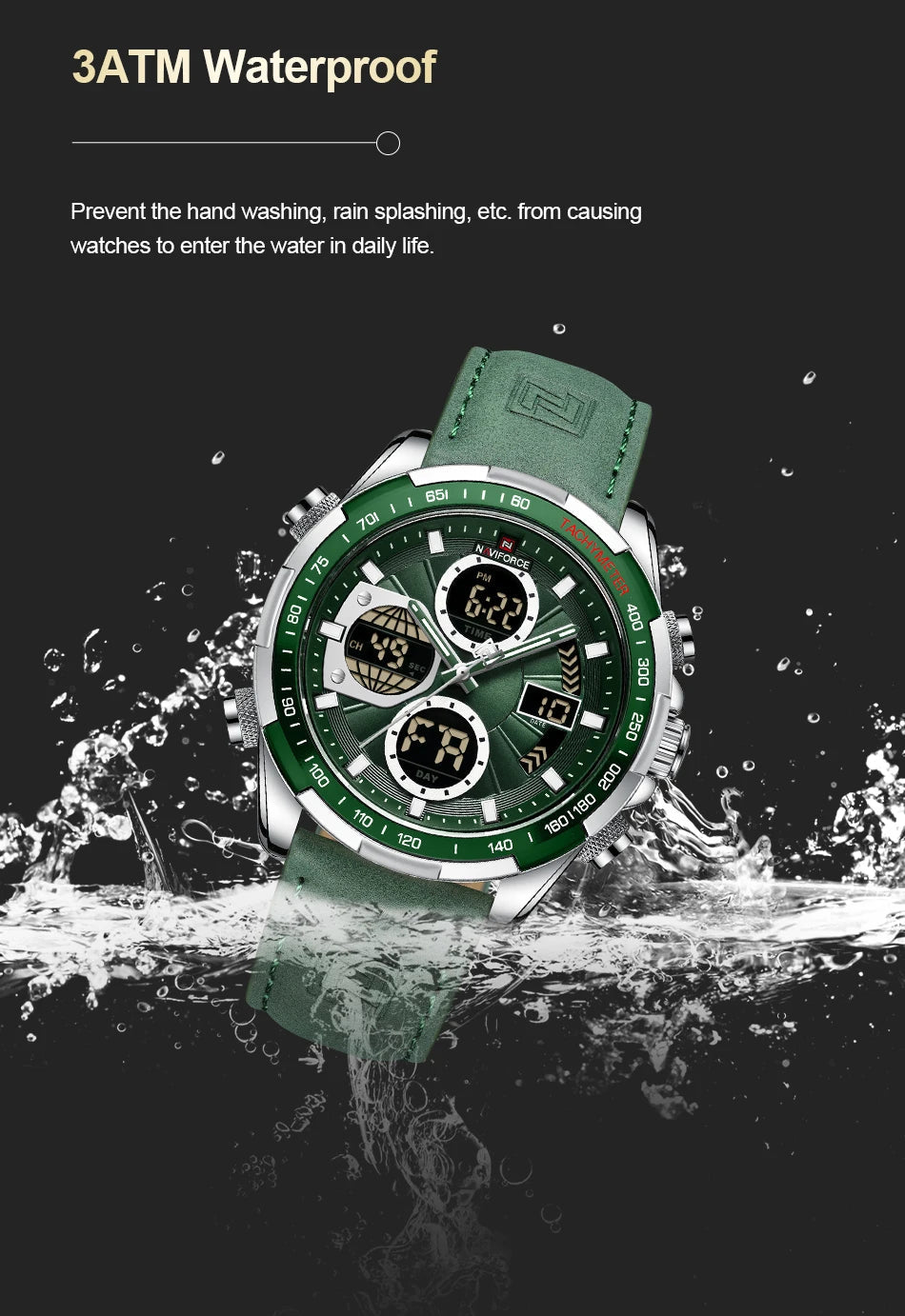 NAVIFORCE montre militaire pour hommes chronographe multifonction sport 3ATM étanche avec alarme affichage jour et Date horloge cadeaux masculins MAEJORKEN