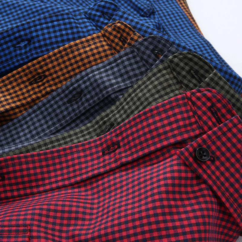 Chemises à carreaux confortables manches courtes, pur coton grande taille du M au 8XL
