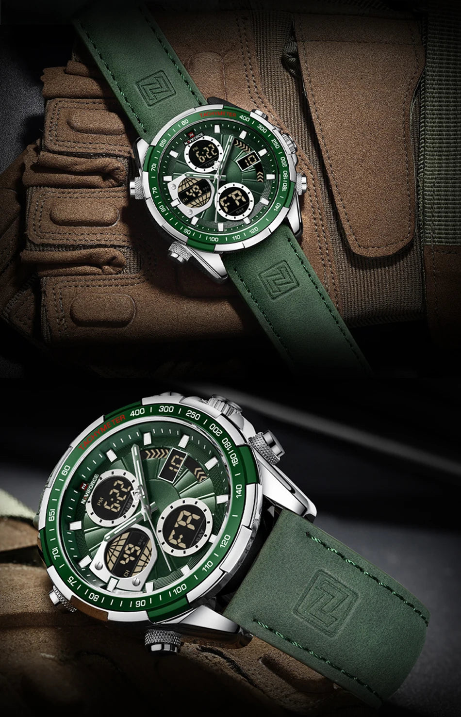 NAVIFORCE montre militaire pour hommes chronographe multifonction sport 3ATM étanche avec alarme affichage jour et Date horloge cadeaux masculins MAEJORKEN