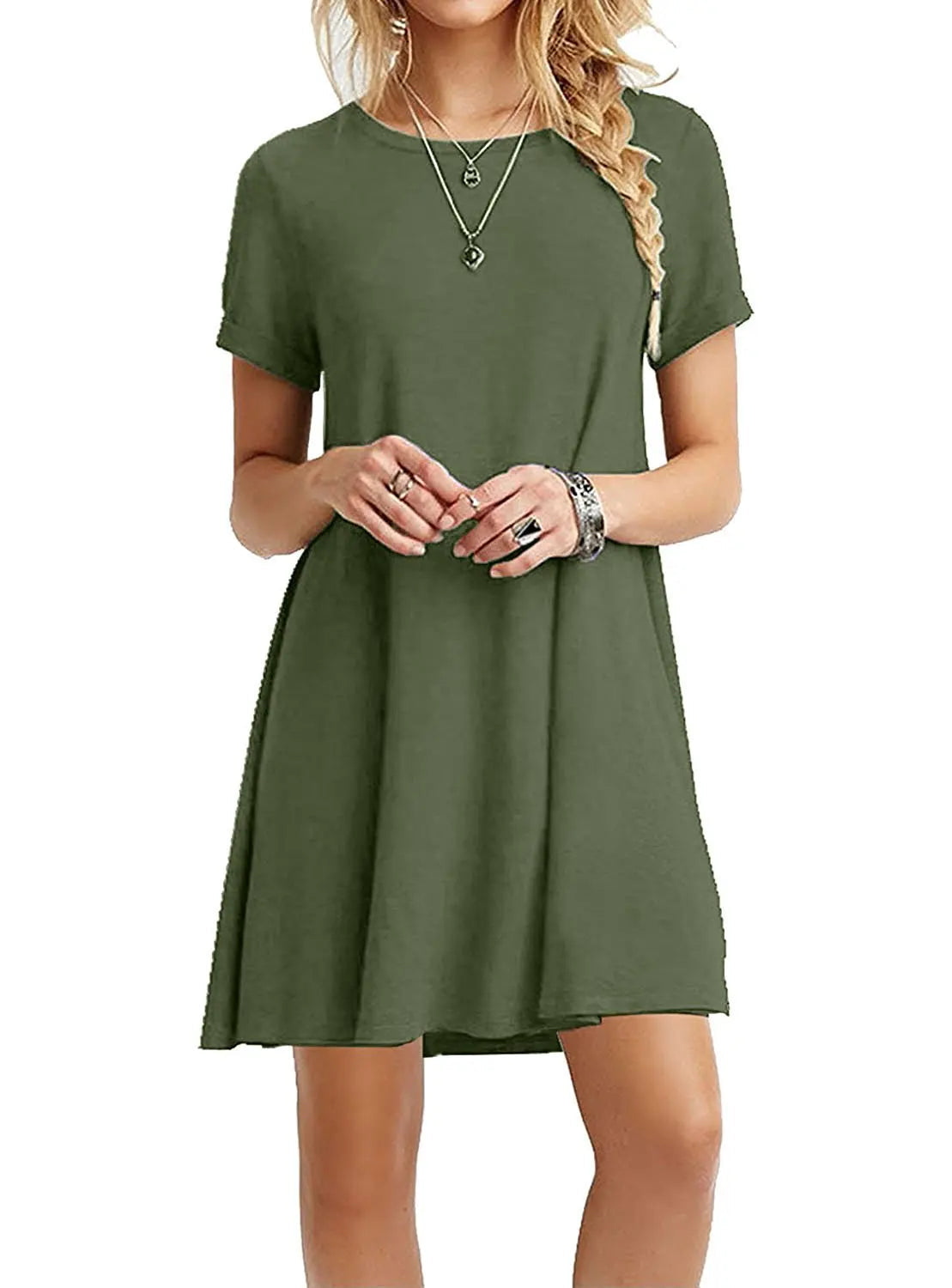 Femmes décontracté à manches courtes t-shirt robe Vintage col rond imprimé Mini robe ample élégant Simple Mini robe Streetwear robe d'été MAEJORKEN