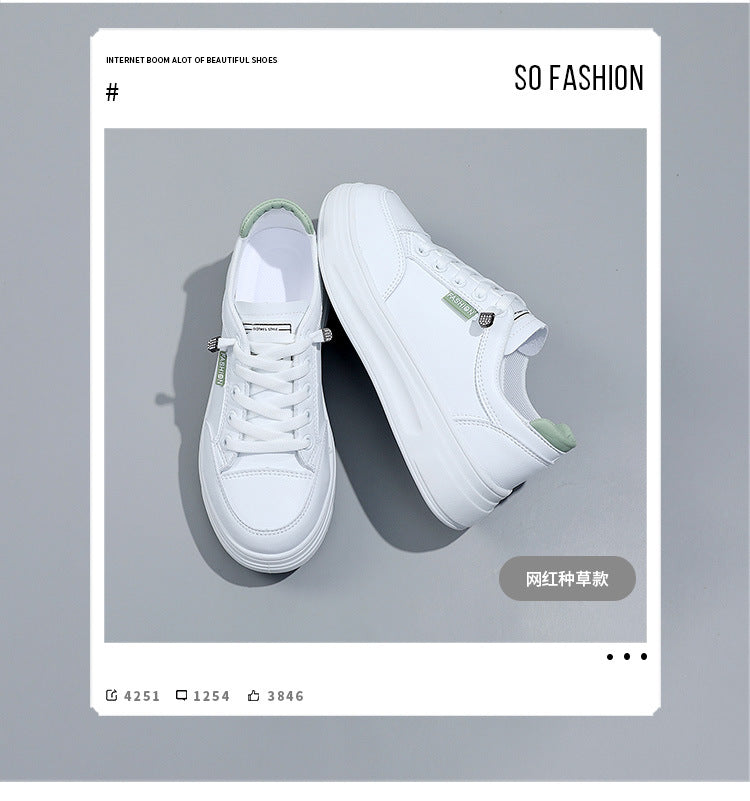 6615 White Shoes 2021 Spring and Autumn New Women's Shoes Versatile Flat Leather Breathable Casual Hong Kong Style Student Sneakers Summer MAEJORKEN