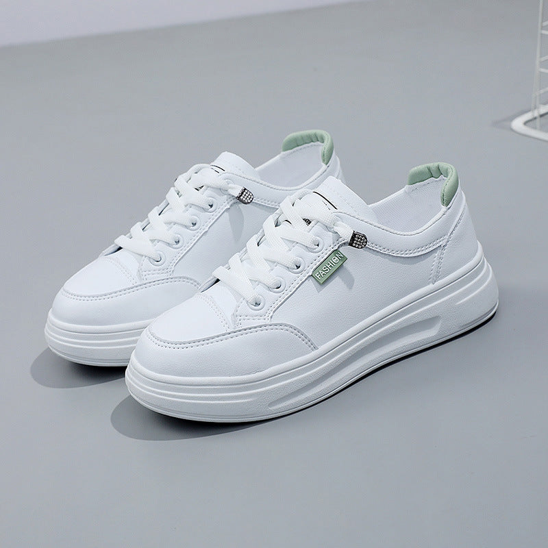 6615 White Shoes 2021 Spring and Autumn New Women's Shoes Versatile Flat Leather Breathable Casual Hong Kong Style Student Sneakers Summer MAEJORKEN