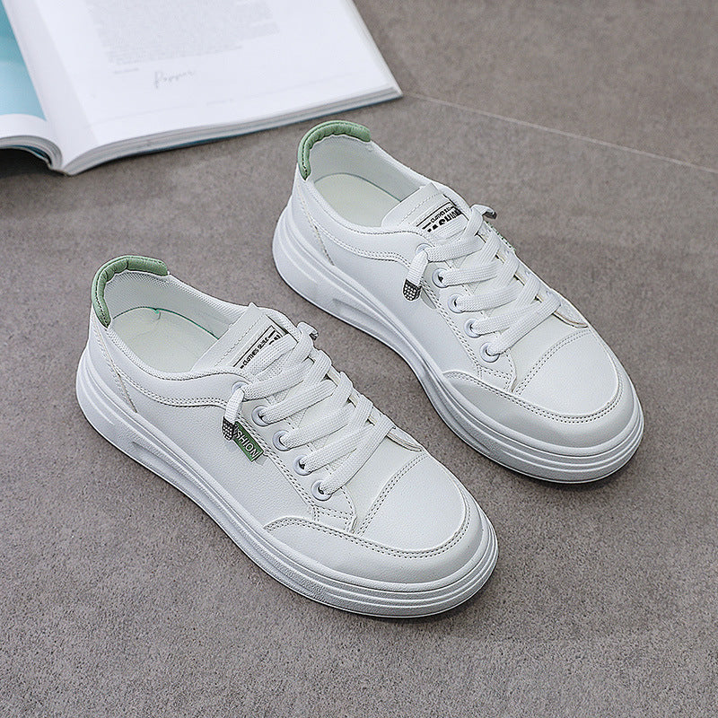 6615 White Shoes 2021 Spring and Autumn New Women's Shoes Versatile Flat Leather Breathable Casual Hong Kong Style Student Sneakers Summer MAEJORKEN