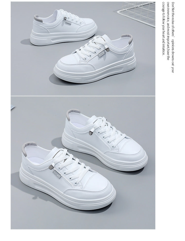 6615 White Shoes 2021 Spring and Autumn New Women's Shoes Versatile Flat Leather Breathable Casual Hong Kong Style Student Sneakers Summer MAEJORKEN