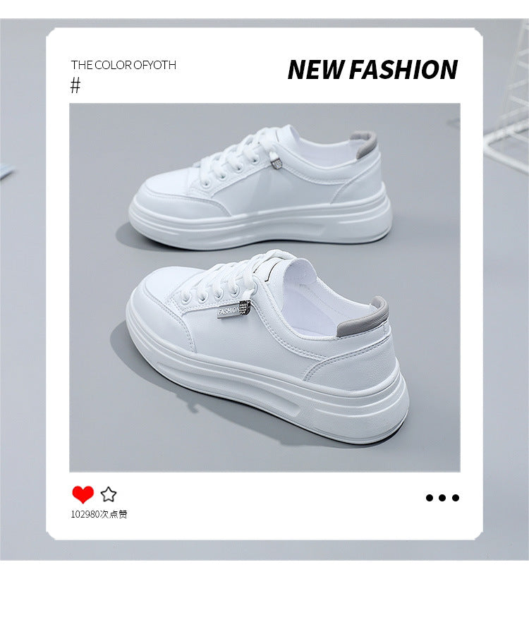 6615 White Shoes 2021 Spring and Autumn New Women's Shoes Versatile Flat Leather Breathable Casual Hong Kong Style Student Sneakers Summer MAEJORKEN