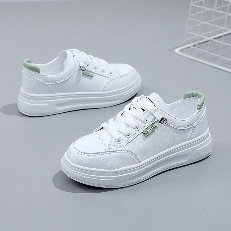 6615 White Shoes 2021 Spring and Autumn New Women's Shoes Versatile Flat Leather Breathable Casual Hong Kong Style Student Sneakers Summer MAEJORKEN