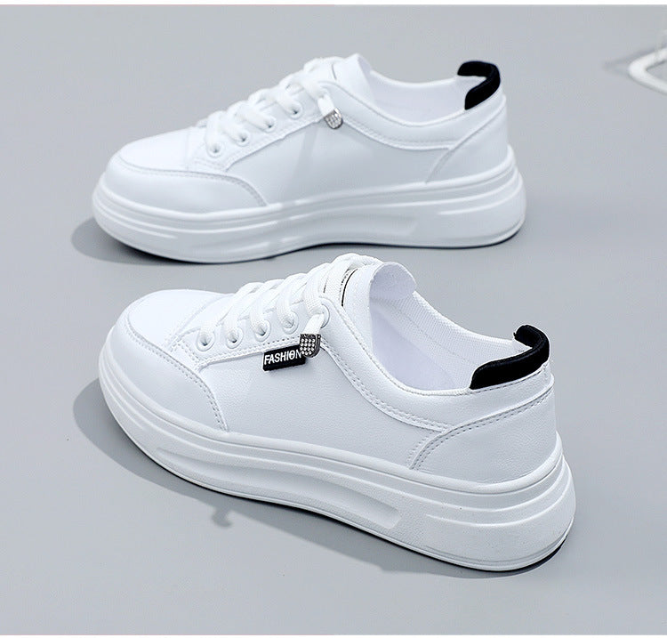 6615 White Shoes 2021 Spring and Autumn New Women's Shoes Versatile Flat Leather Breathable Casual Hong Kong Style Student Sneakers Summer MAEJORKEN