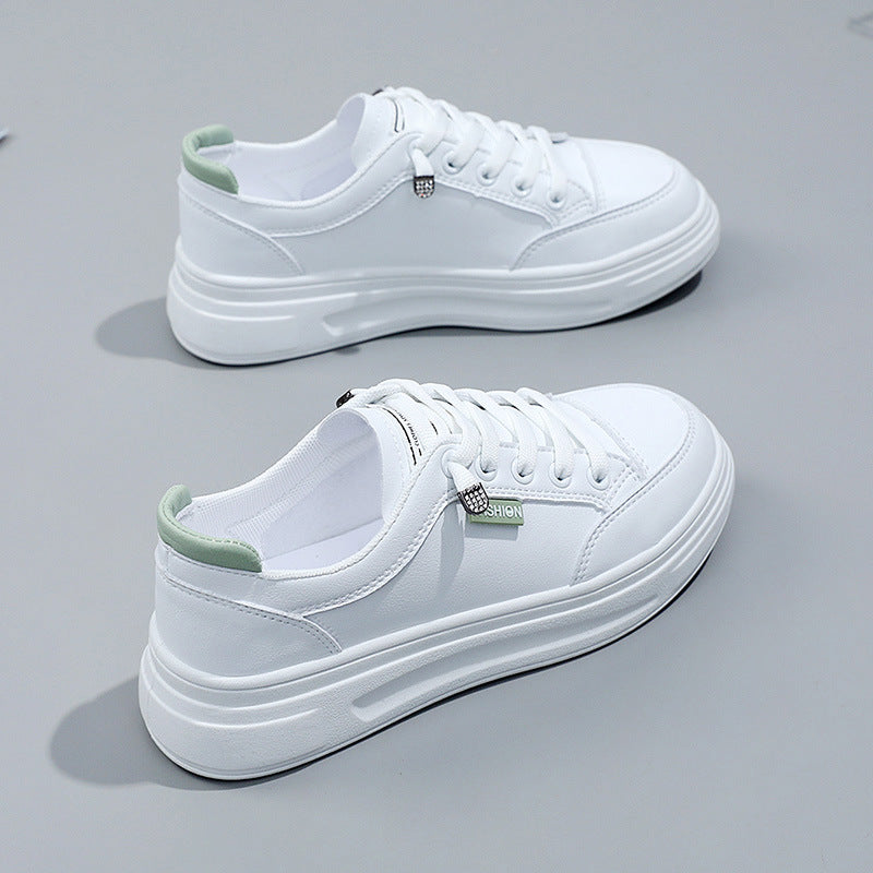 6615 White Shoes 2021 Spring and Autumn New Women's Shoes Versatile Flat Leather Breathable Casual Hong Kong Style Student Sneakers Summer MAEJORKEN