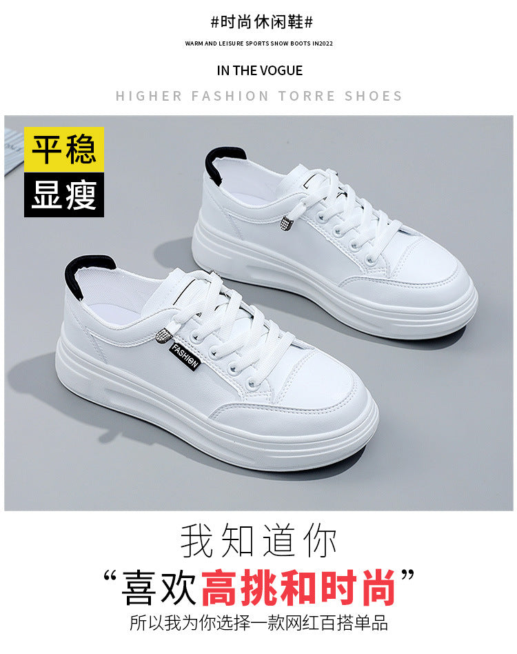6615 White Shoes 2021 Spring and Autumn New Women's Shoes Versatile Flat Leather Breathable Casual Hong Kong Style Student Sneakers Summer MAEJORKEN