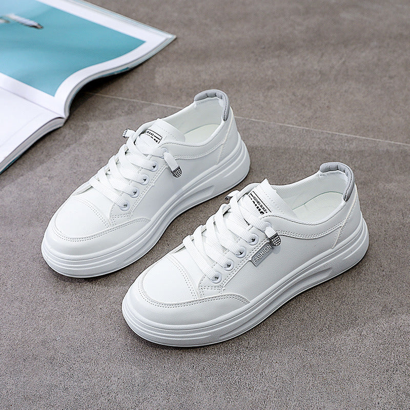 6615 White Shoes 2021 Spring and Autumn New Women's Shoes Versatile Flat Leather Breathable Casual Hong Kong Style Student Sneakers Summer MAEJORKEN
