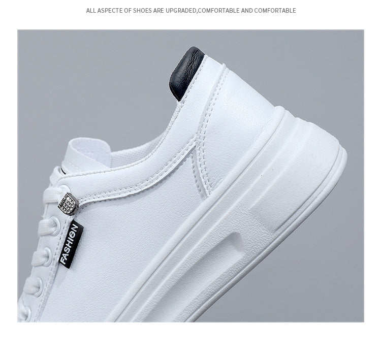 6615 White Shoes 2021 Spring and Autumn New Women's Shoes Versatile Flat Leather Breathable Casual Hong Kong Style Student Sneakers Summer MAEJORKEN