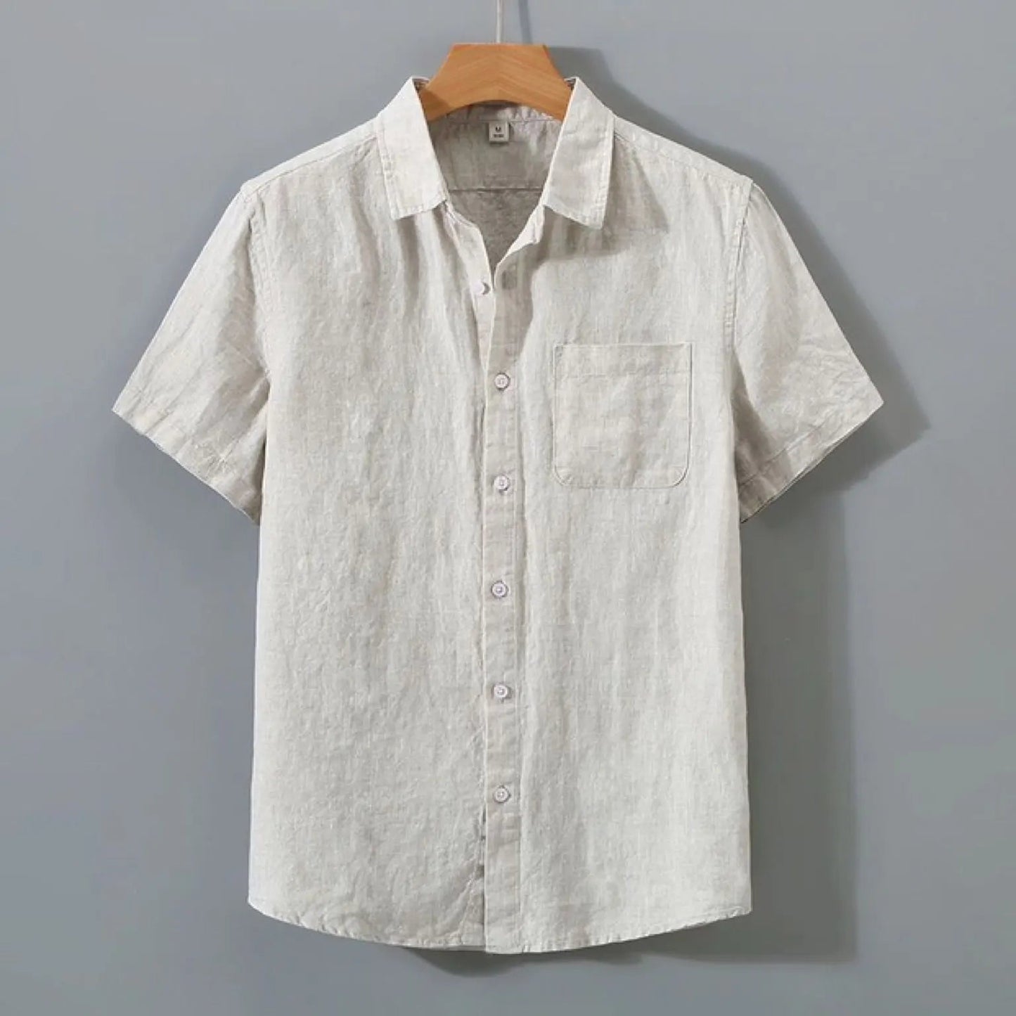 Chemises d'été à manches courtes en coton et lin pour hommes, col carré solide, chemise décontractée respirante, Vintage, légère, chemisier de plage du S au 5XL MAEJORKEN