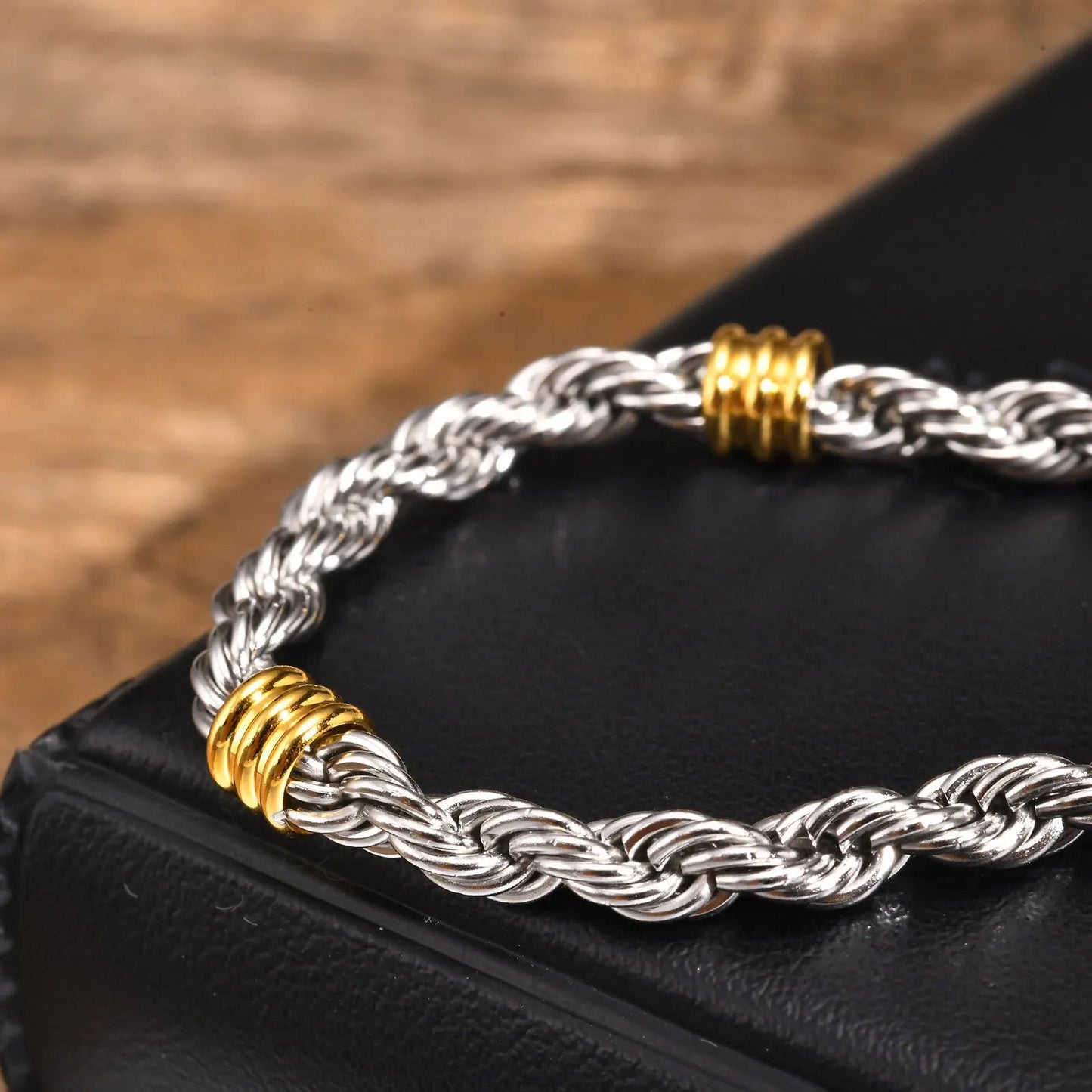 Vnox – Bracelets élégants en chaîne de corde avec breloques en Tubes, Bracelets à maillons cubains simples, bijoux de bracelet tendance en acier inoxydable MAEJORKEN