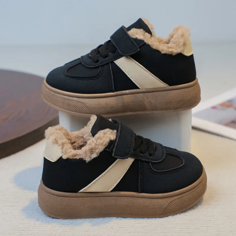 Chaussures chaudes d'hiver pour enfants, baskets en polaire, en coton, imperméables, en laine d'agneau, pour filles, 2025 MAEJORKEN